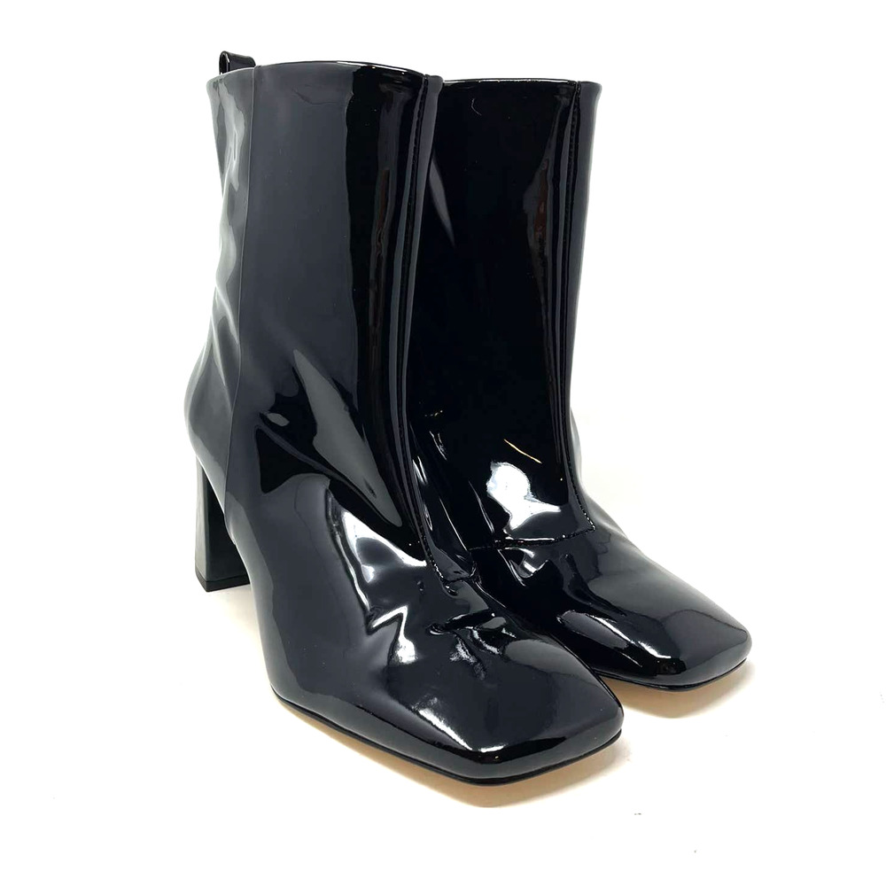 Good‎ American Black Patent Leather Boots Size 6.5 Square Toe GA165P-E